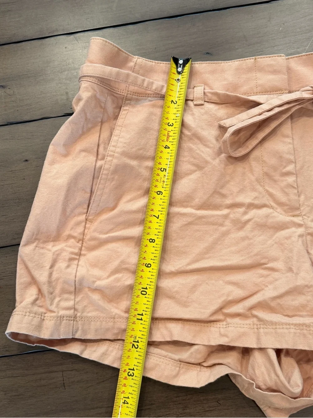 J Crew Camel Tie-Waist Belted 3 Short Cotton Linen  Blend Shorts Size 10 #416